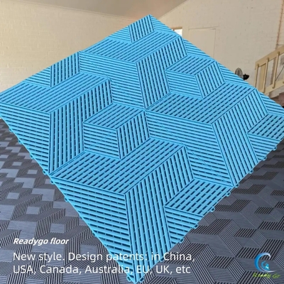 400x400 グレー ガレージ 床タイル マット 仕上げ インターロック 設置